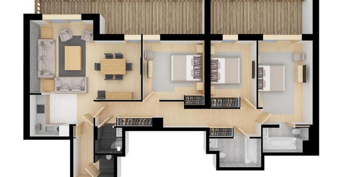 This contemporary apartment for rental in Courchevel 1550