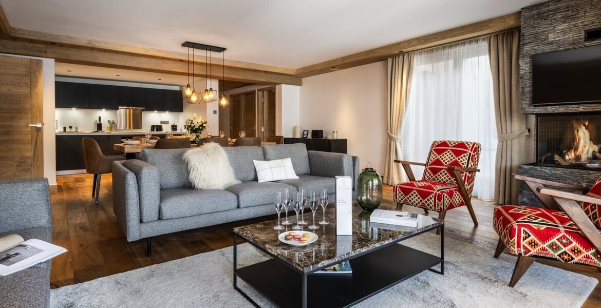L'appartement á Meribel, situé au 1er étage de la résidence